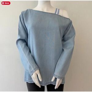 Dear John Women's Blue Tencel Long Sleeve Top Size Medium